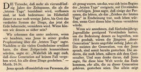 Weiss jemand ob es bei den Zeugen Jehovas einen neuen Endzeittermin