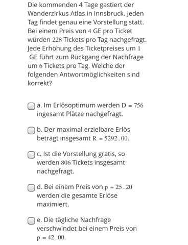 Aufgabenstellung - (Mathematik, Wirtschaft)