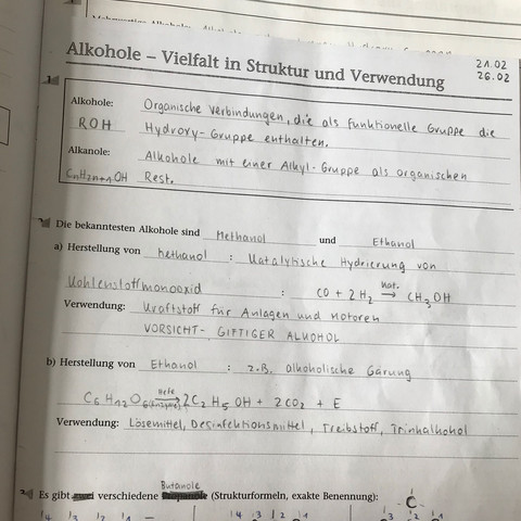 Alkohole- Vielfalt in Struktur und Verwendung - (Schule, Chemie, Alkohol)