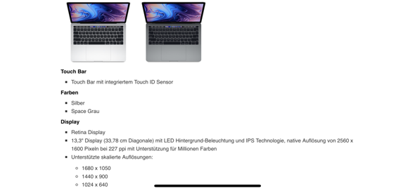 Welche Auflösung hat das macbook pro 2018 nun wirklich?