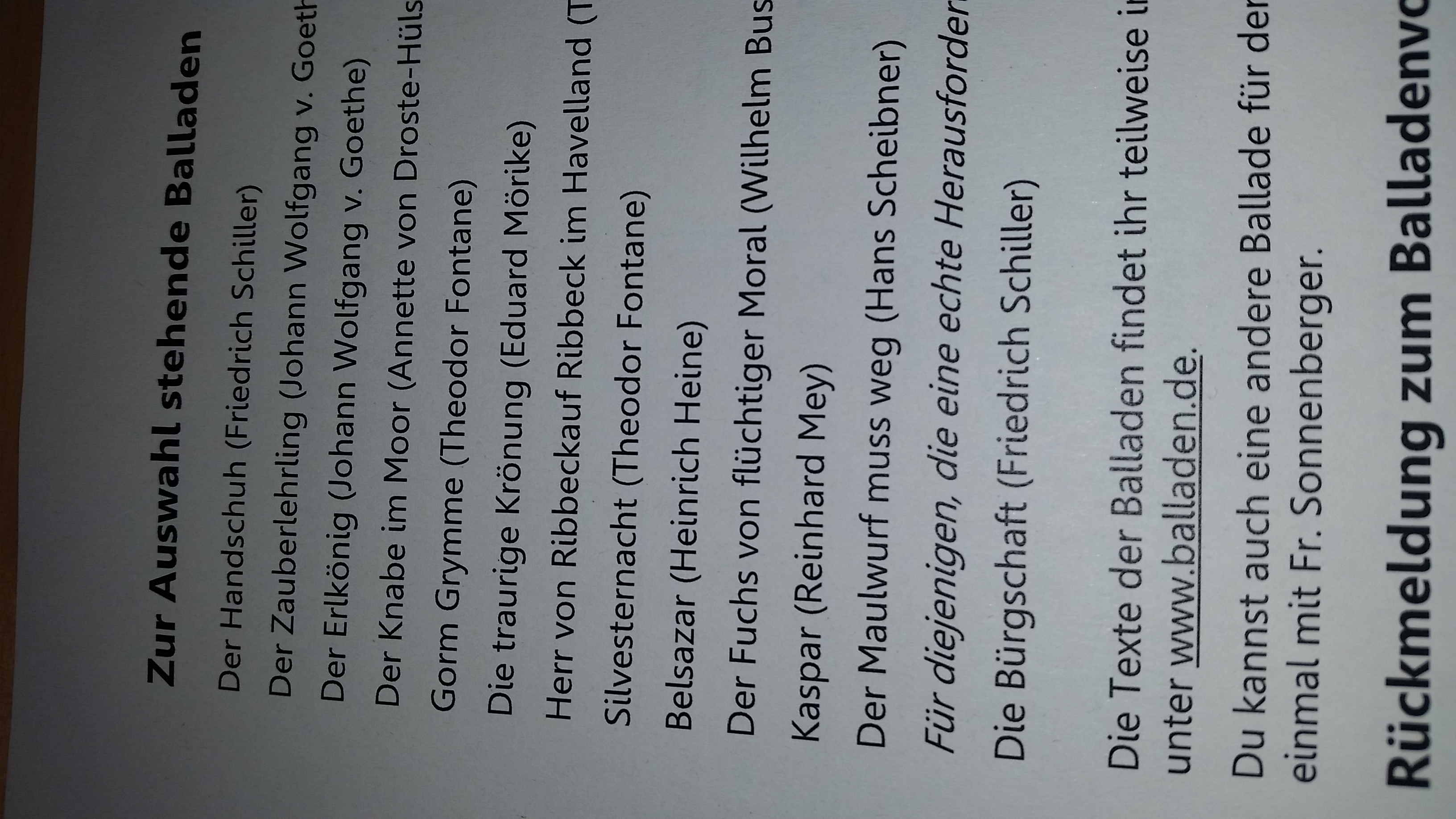 Welche Balladen Kommen Oft In Klassenarbeiten Vor Welche Ballade von denen ist die kürzeste? (Deutsch, Hausaufgaben)