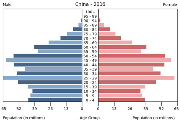 Welche Bevölkerungpyramide besitzt China?
