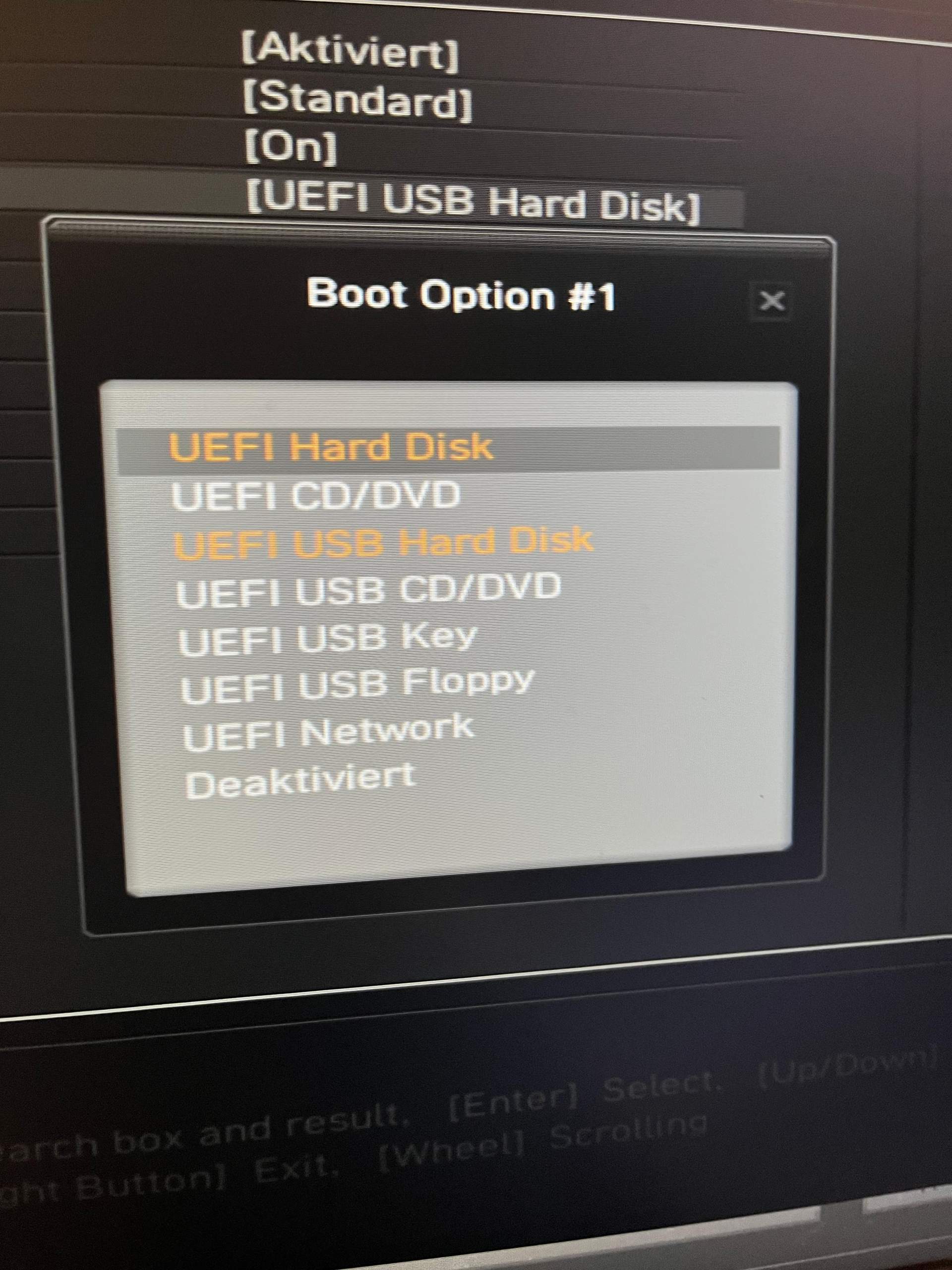 Welche boot option muss ich nehmen? (BIOS, booten)