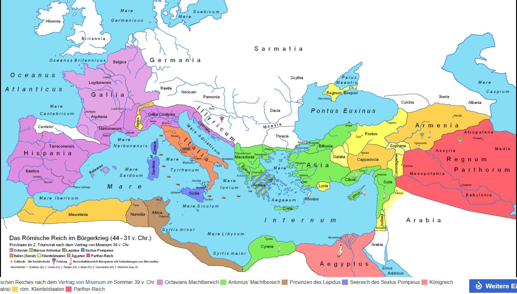 Welche heutigen Länder umfasst Augustus in seiner Herrschaft? (Schule