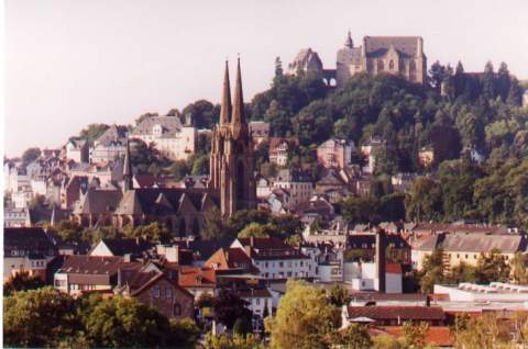 Blick auf die Stadt   - (Europa, Stadt, Marburg)