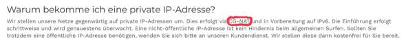 Welche Nachteile hat eine private IP-Adresse (via CG-NAT)?