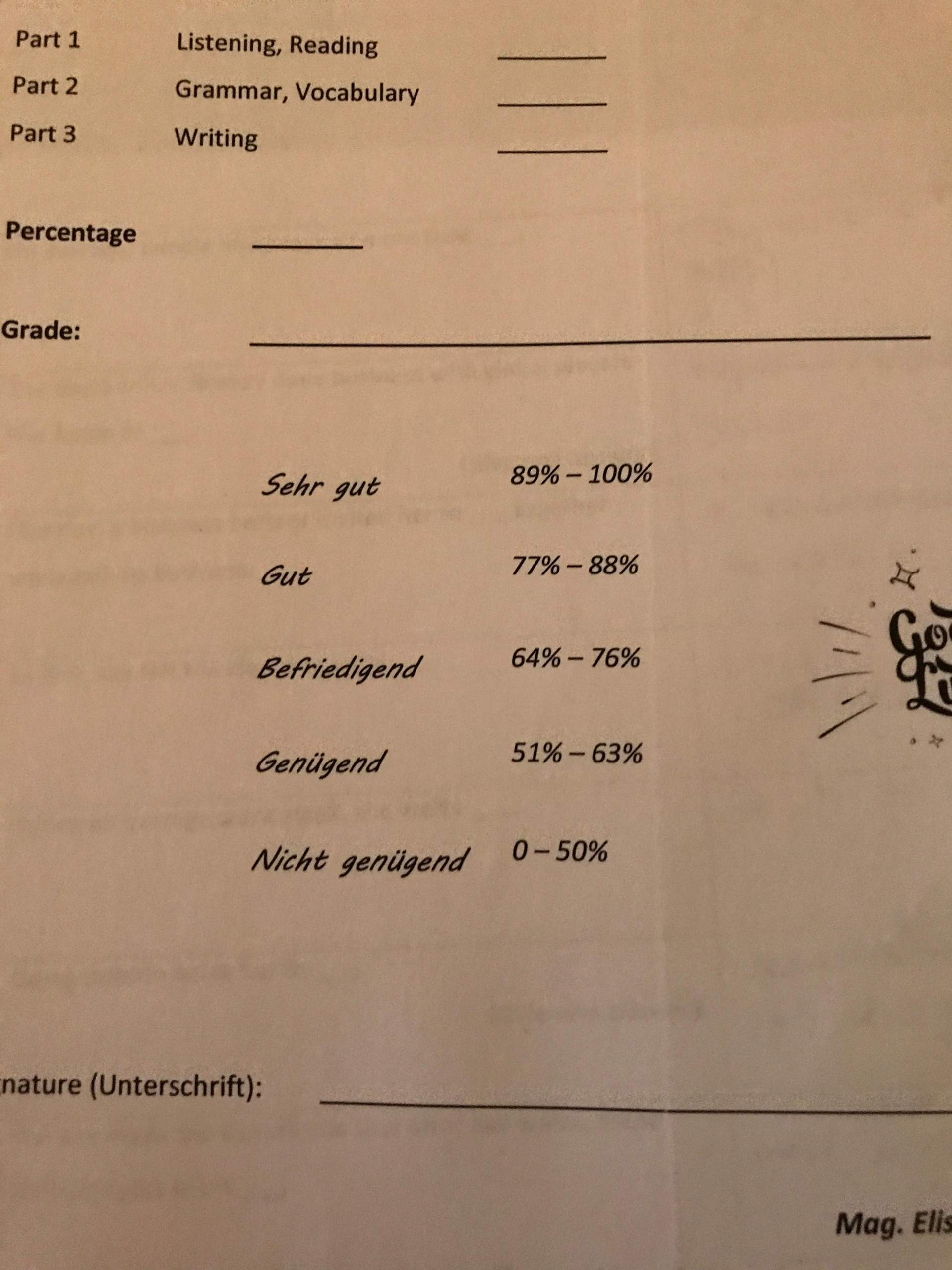 welche note wrdet ihr fr diese englisch sa geben? (Schularbeit)