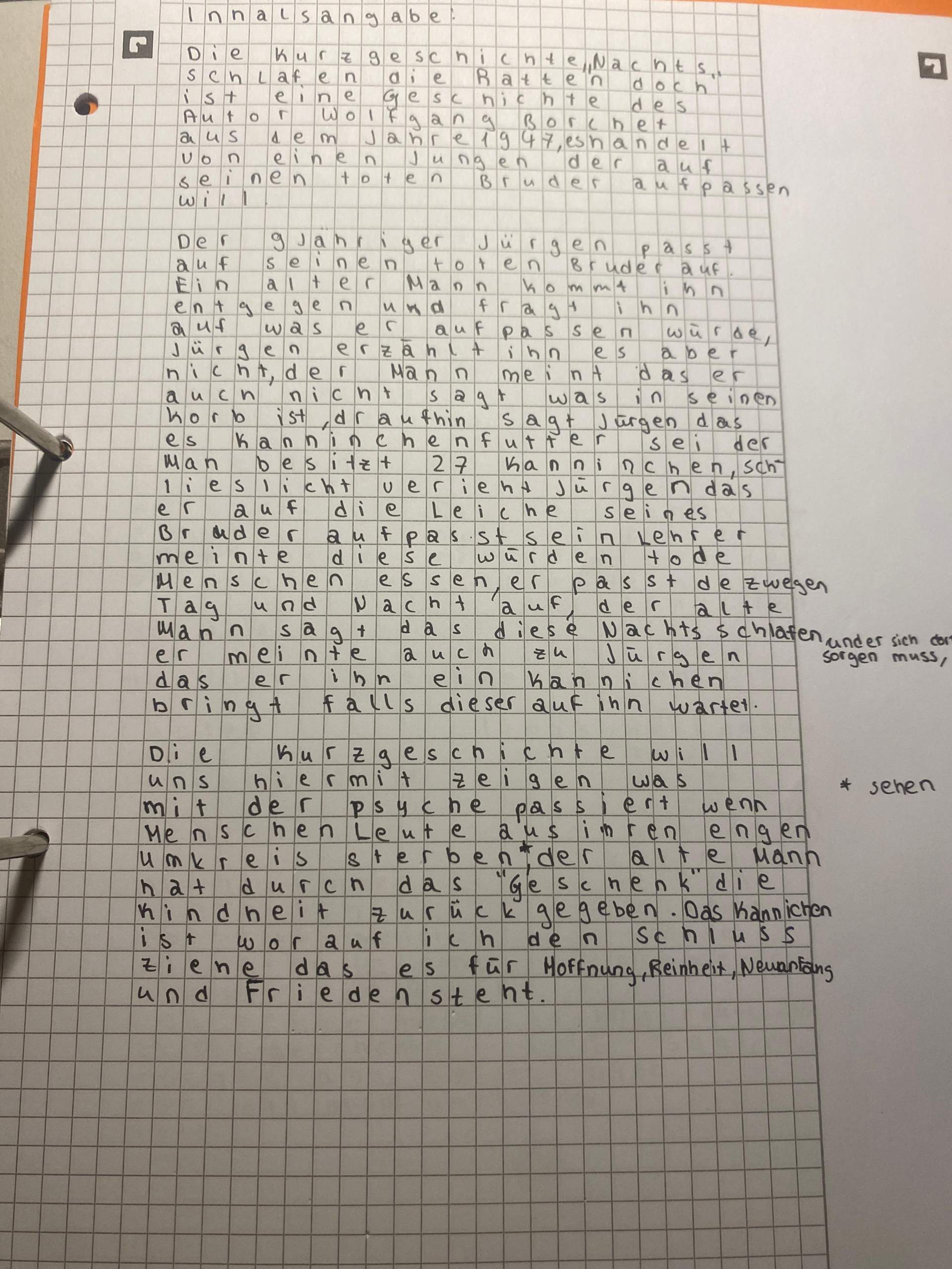 Inhaltsangabe Zu Nachts Schlafen Die Ratten Doch Welche Note würdet ihr meine Inhaltsangabe zu “Nachts schlafen die