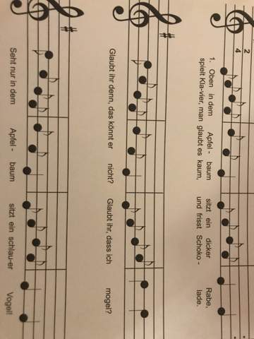 Welche Noten sind das, Kinderlied/Glockenspiel?
