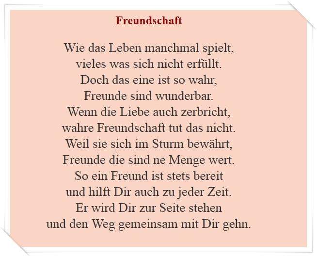 Welche schönen Gedichte kennt ihr zum Thema "Freundschaft" und