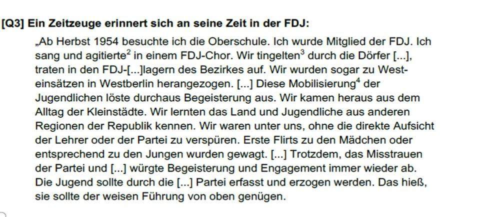 Welche Unterschiede  haben die Zeitzeugen der FDJ 