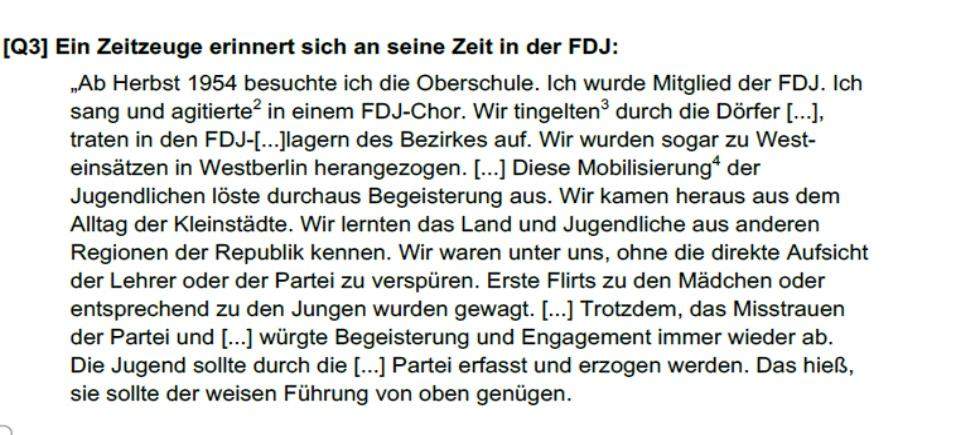 Welche Unterschiede  haben die Zeitzeugen der FDJ  Welche Unterschiede  haben die Zeitzeugen der FDJ