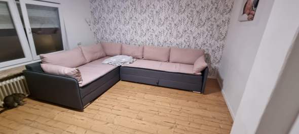 Welche wandfarbe passt zum Grau/Rose farbenen Sofa?