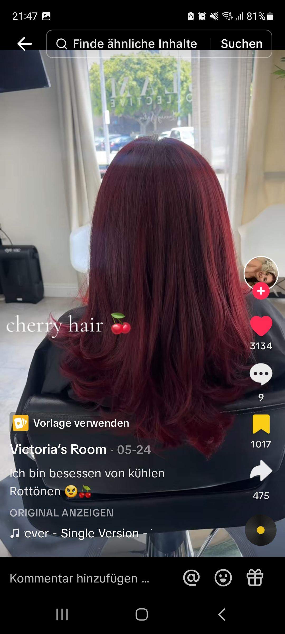 Welchen Unterton(Violett,blau etc) hat dieses Weinrot bei der Haarfarbe? (Mädchen, Frauen, Jungs)
