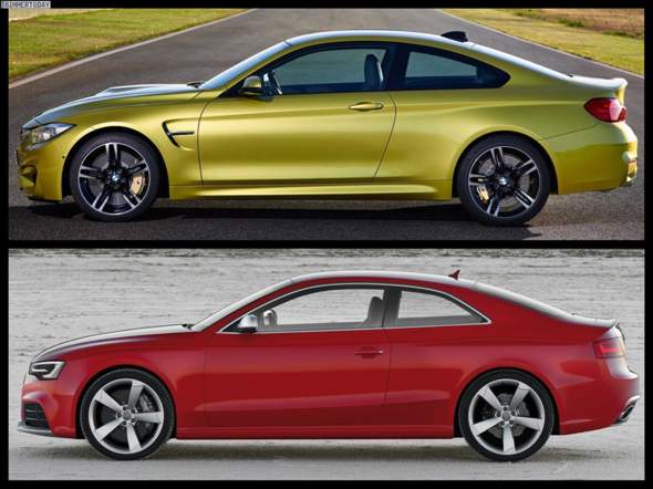 BMW M4 (Gold) / Audi RS5 (Rot) - (Computer, Auto, Facebook)