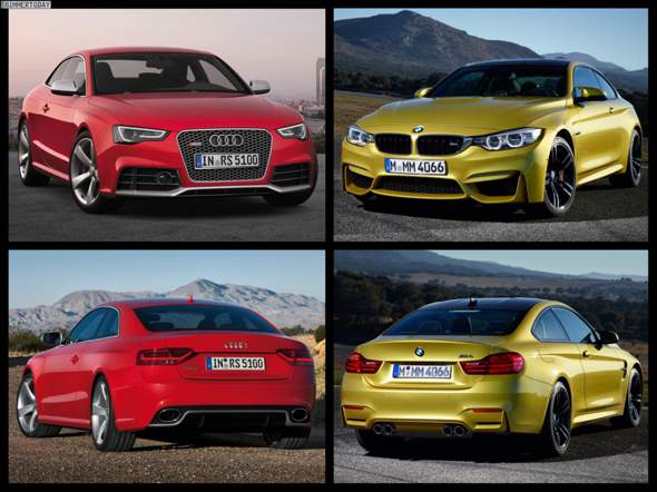 BMW M4 (Gold) / Audi RS5 (Rot) - (Computer, Auto, Facebook)
