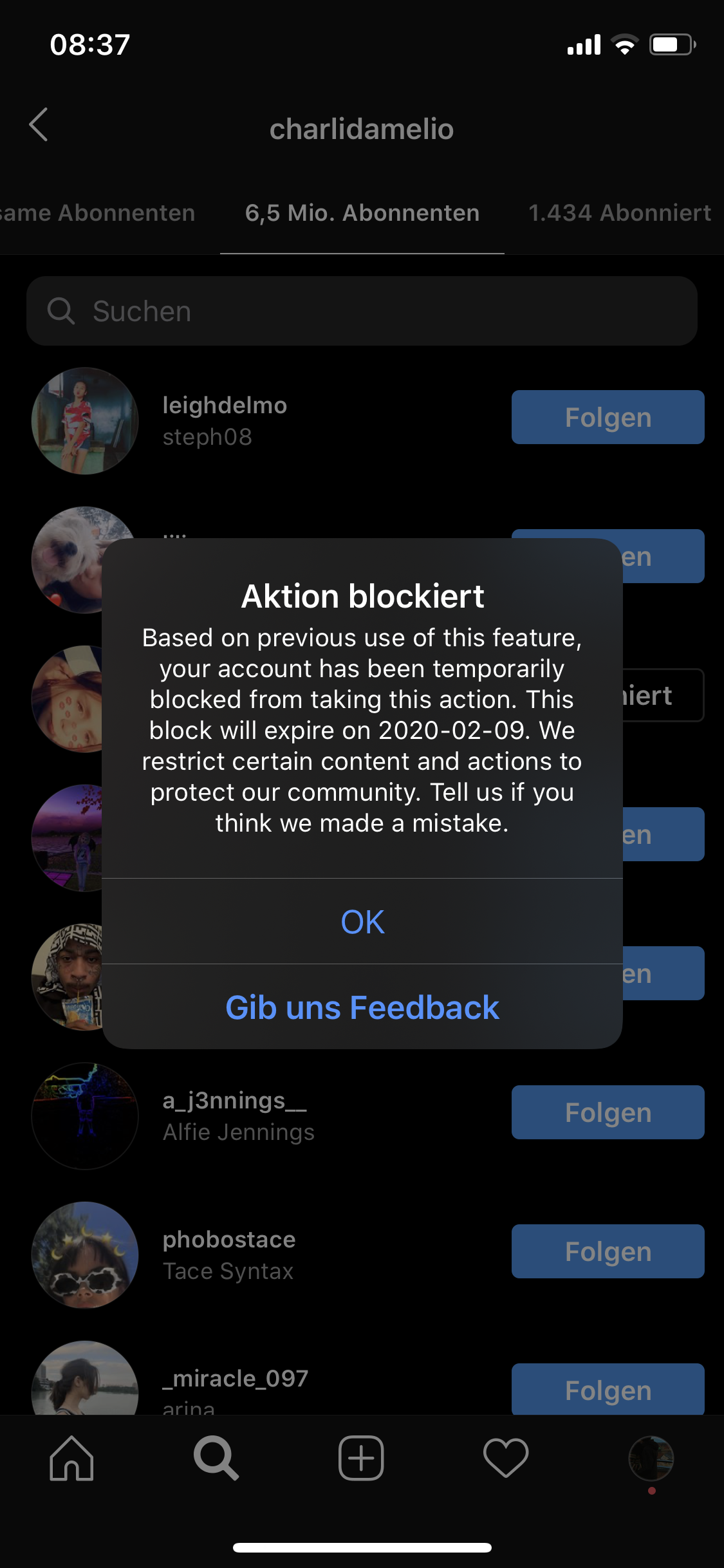 Welches Datum hilfe? (Instagram, blockierung)