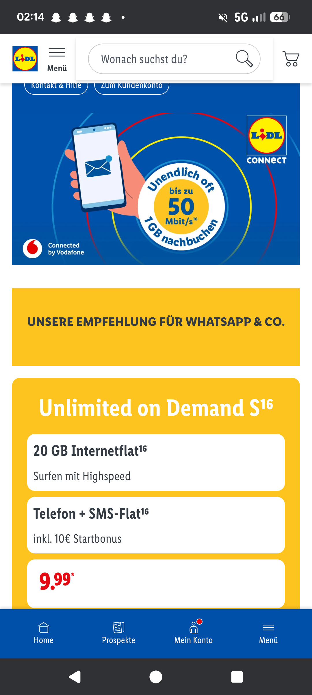 Wer findet das auch übertrieben von Lidl Connect 50MBit/s für WhatsApp ...
