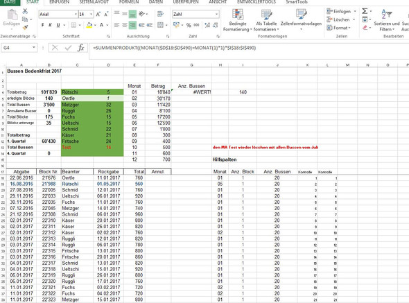 meine Tabelle - (Microsoft Excel, Excel 2013, Summenprodukt)