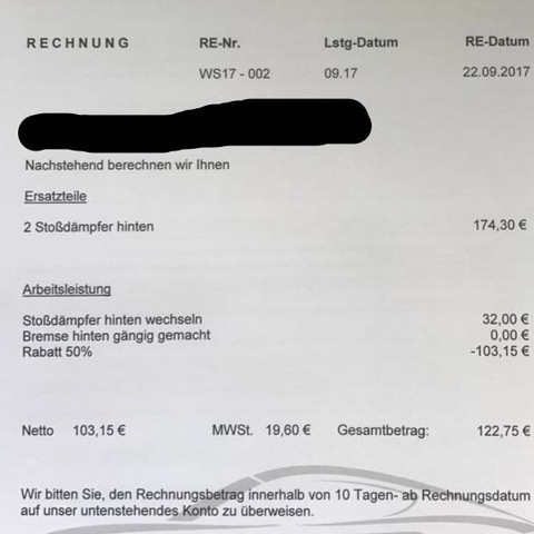 Wer Muss Diese Rechnung Bezahlten Recht Auto Auto Und Motorrad