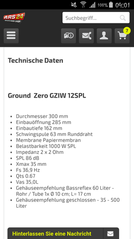 Hier die daten des subwoofers - (Auto, Strom, Bass)