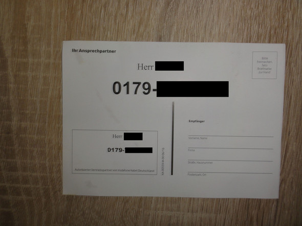 Wer weiß,was so eine unangeforderte Postkarte von Vodafone im Wer weiß,was so eine unangeforderte Postkarte von Vodafone im