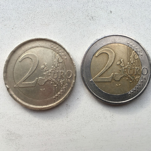 2 Euro Münze Vorderseite - (Geld, Fehler, Euro)