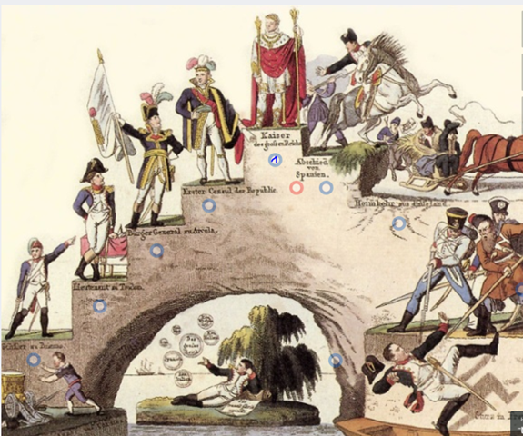 Weshalb könnte der Zeichner das wichtige Ereignis des Sieges Napoleons über Preußen im Jahr 1806 in der Karikatur ausgelassen haben?