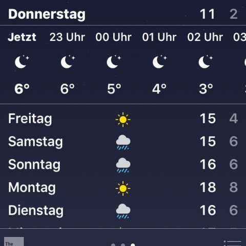 15 4
15 6
16 6
18 8
16 6
ich meine die Zahlendie kleinen Zahlen. - (Bedeutung, Wetter, Temperatur)
