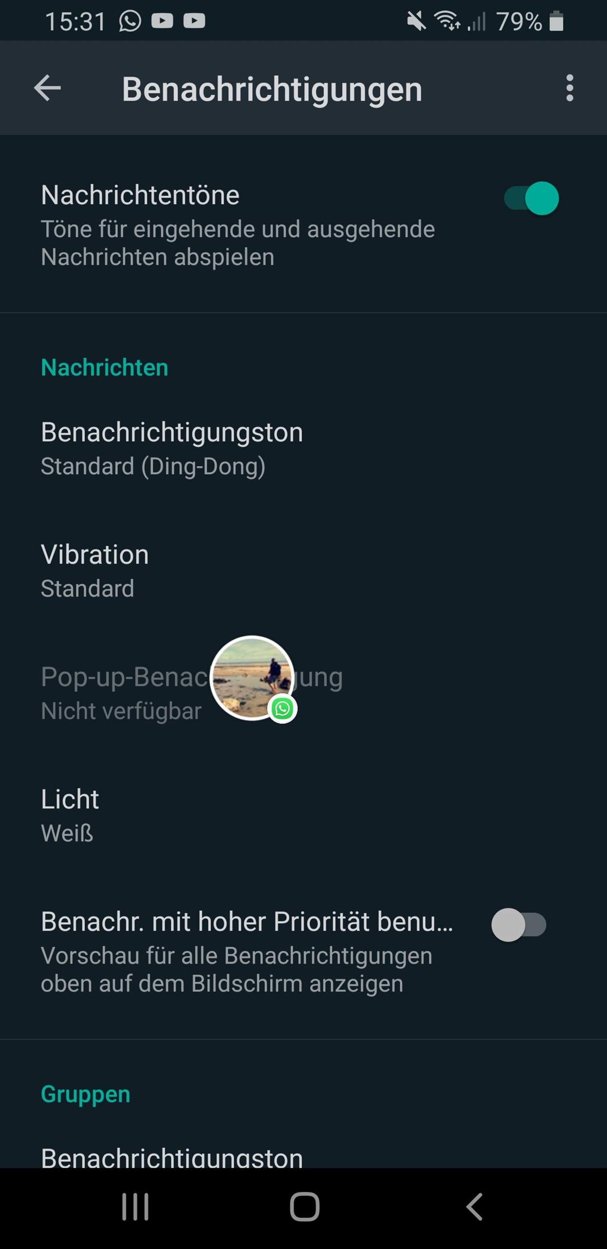 WhatsApp Benachrichtigung Pop-Up Einstellungen? (Handy, Internet, Smartphone)