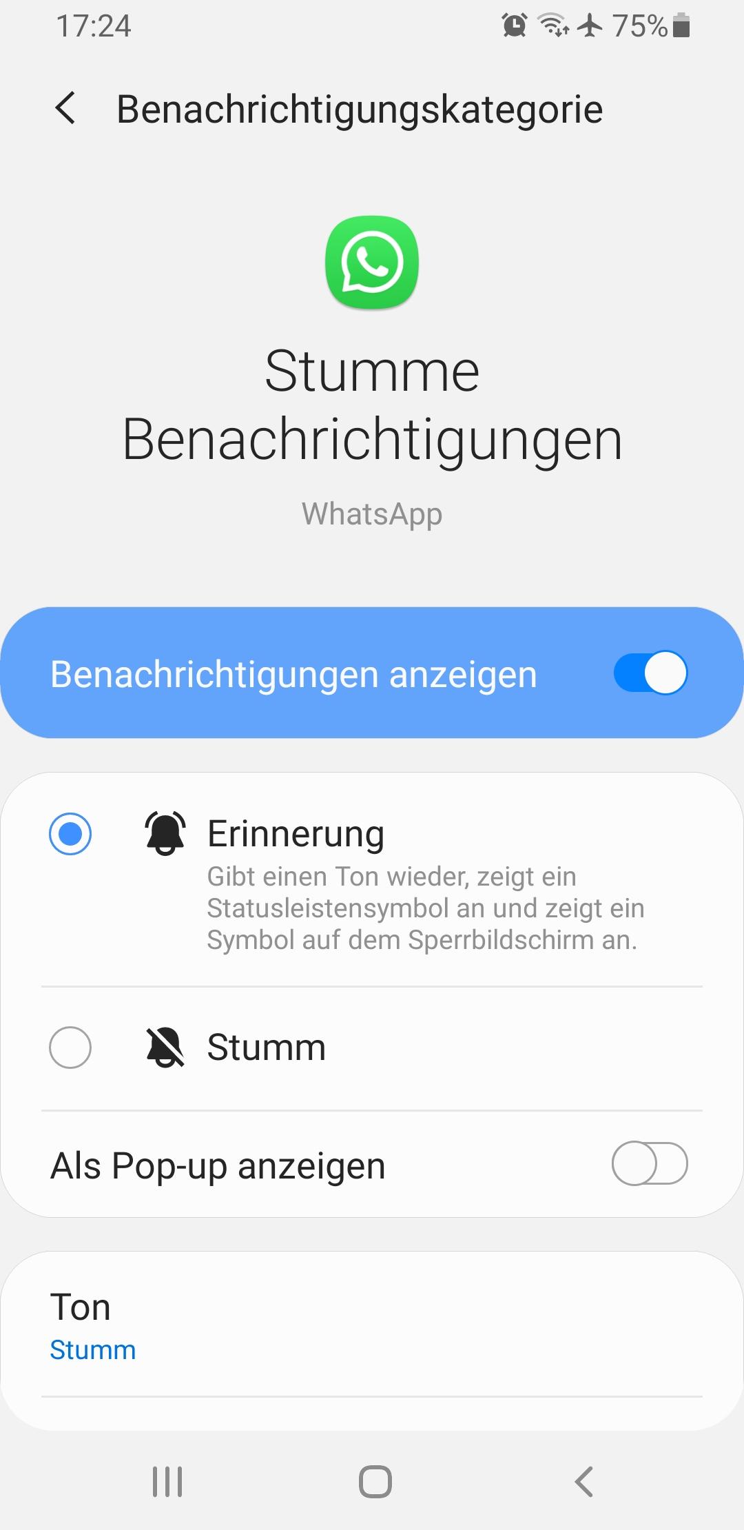 WhatsApp Benachrichtigungseinstellungen werden nicht übernommen WhatsApp Benachrichtigungseinstellungen werden nicht übernommen