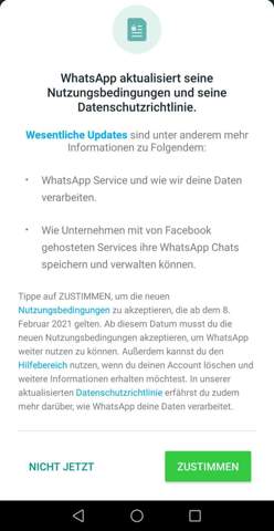 WhatsApp Datenschutzbestimmungen wiedersprechen?