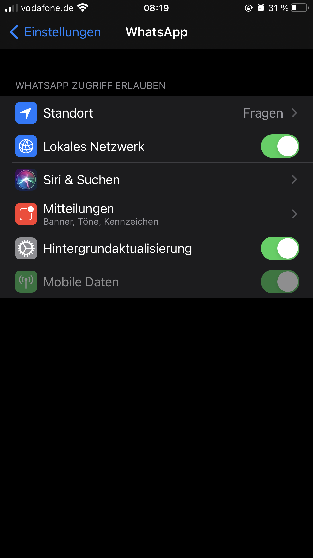 WhatsApp lässt Fotos erlauben in Einstellungen nicht zu? (Technik, Handy)