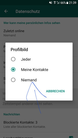 Profilbild kontakte sehen blockierte können whatsapp Whatsapp profilbild