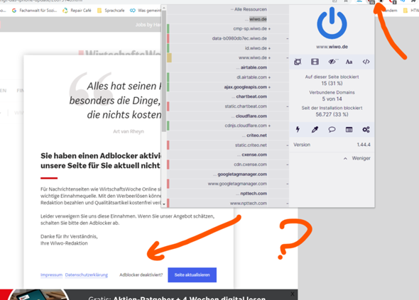 Wie akn die Seite nicht blokieren?