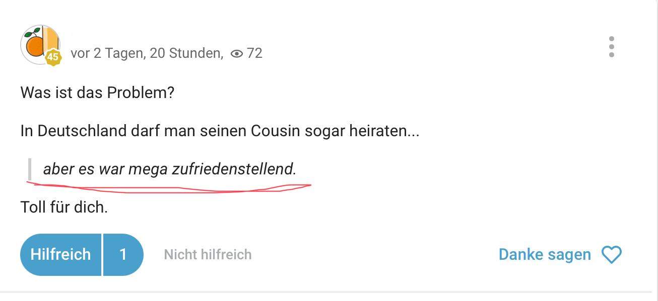Wie antwortet man auf ein abschnitt bei einer frage?