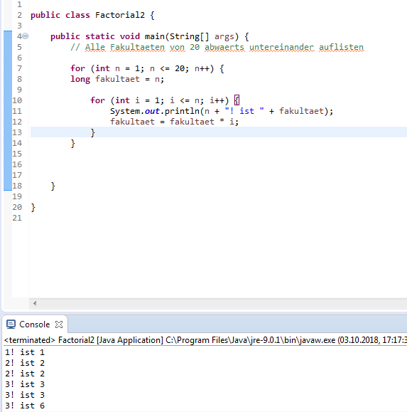 Wie bei Java Fakult ten untereinander auflisten Computer Wie bei Java Fakult ten untereinander auflisten Computer