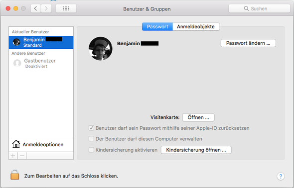 Bild von Benutzereinstellungen - (Mac, mac-os-x, Admin)