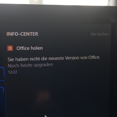 Office holen Nachricht im Info-Center - (Computer, PC, Windows)
