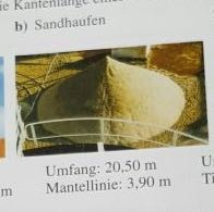 Umfang:20,50m Mantellinie: 3,90m - (Mathe, Mathematik, Volumen)