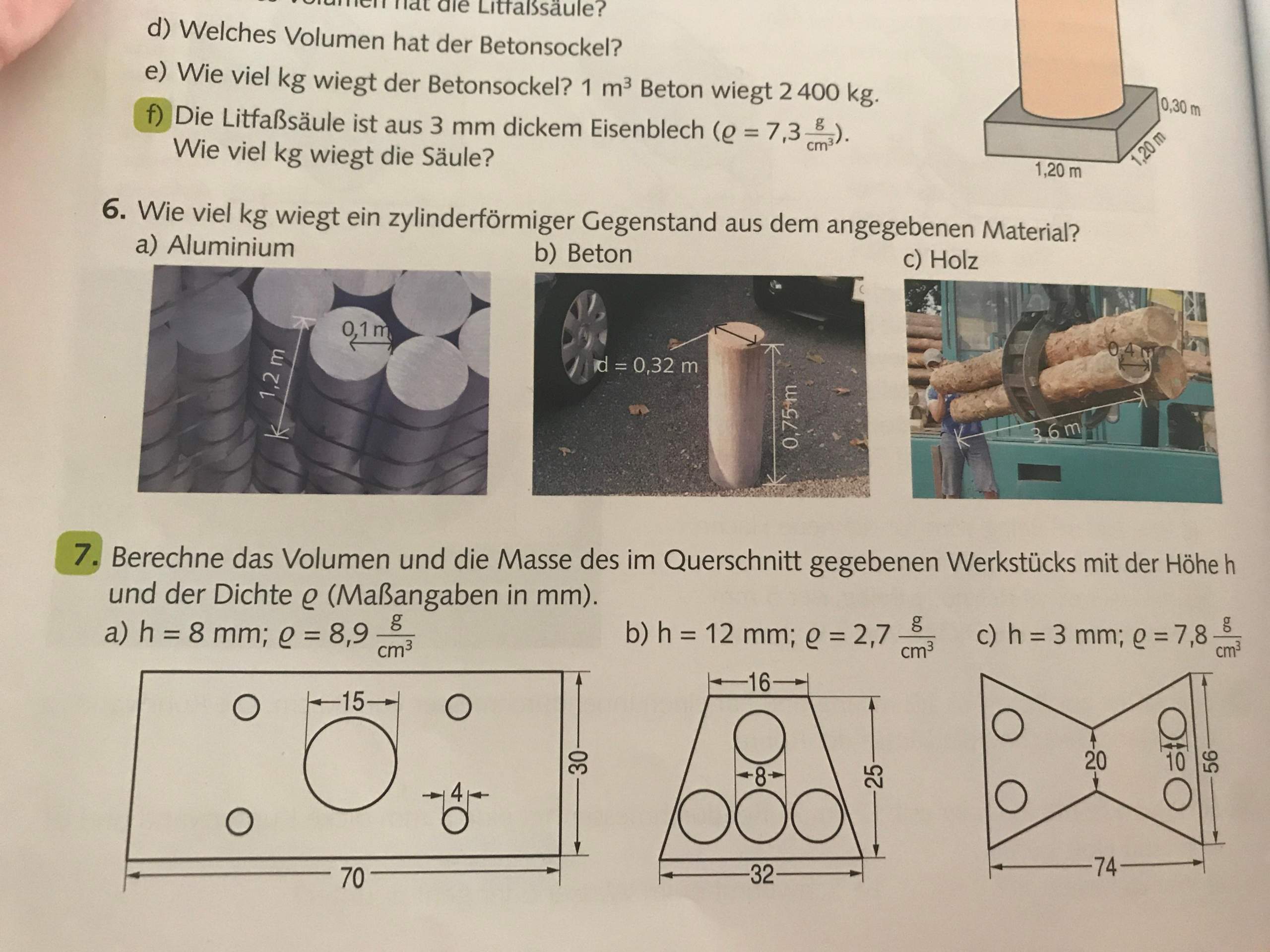 Wie berechne ich das Volumen und die Masse dieses Werkstücks? (Schule, Mathematik)