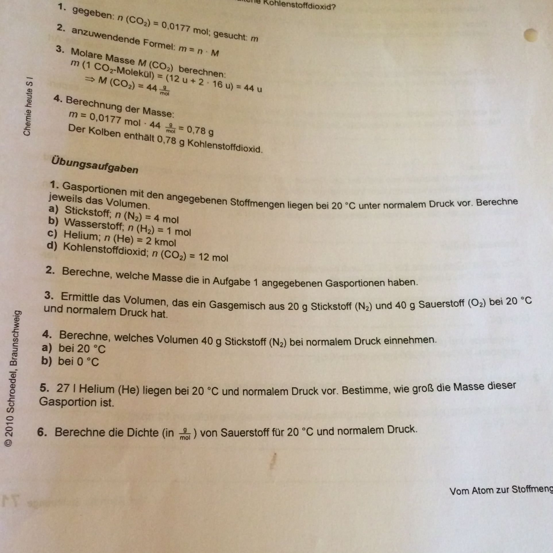 Wie Berechne Ich Das Volumen Von g Stickstoff Und 40 Gsauerstoffbei Grad Celcius Chemie