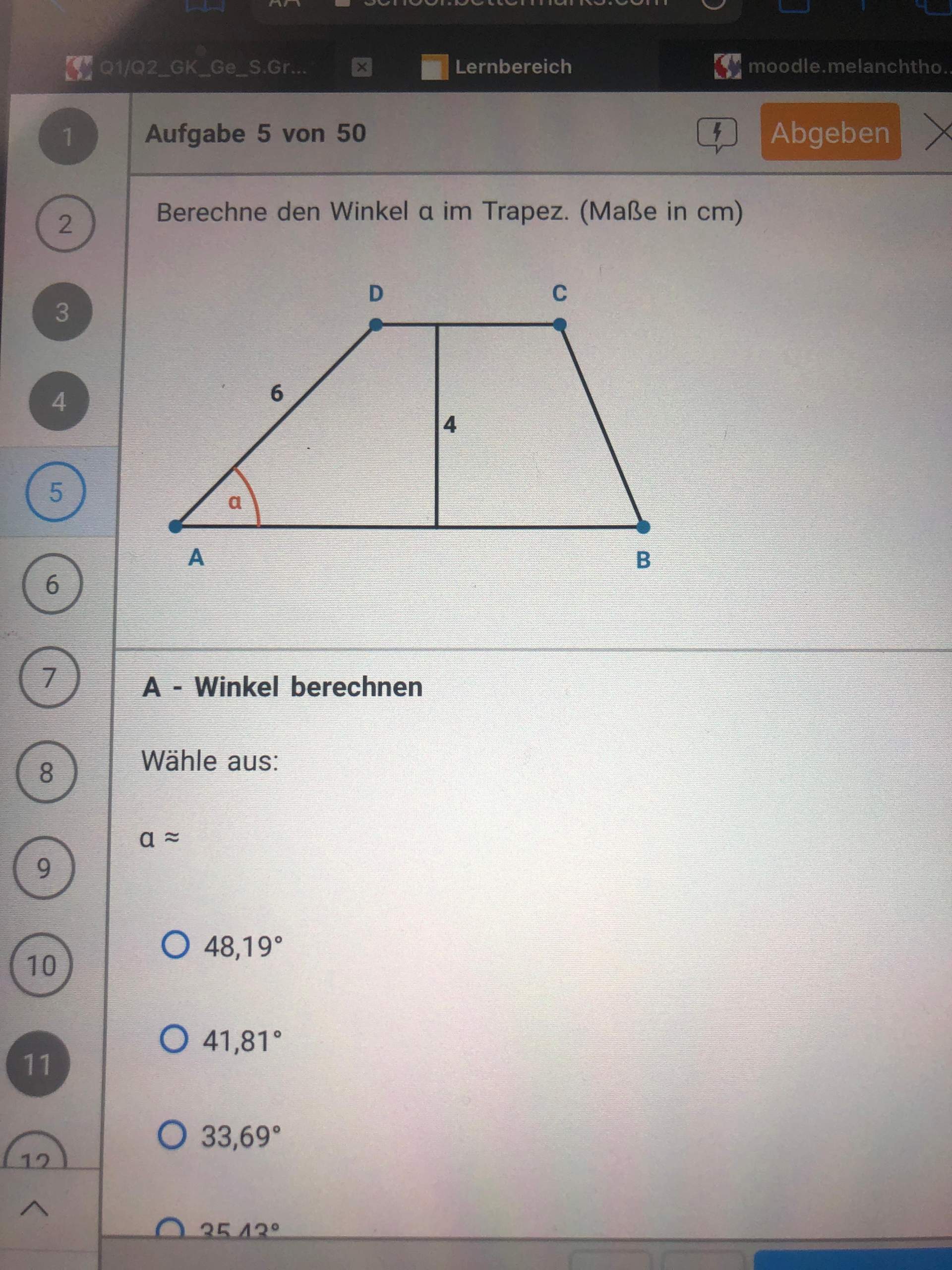 Wie berechne ich den Winkel in einem Trapez? (Schule, Mathematik)