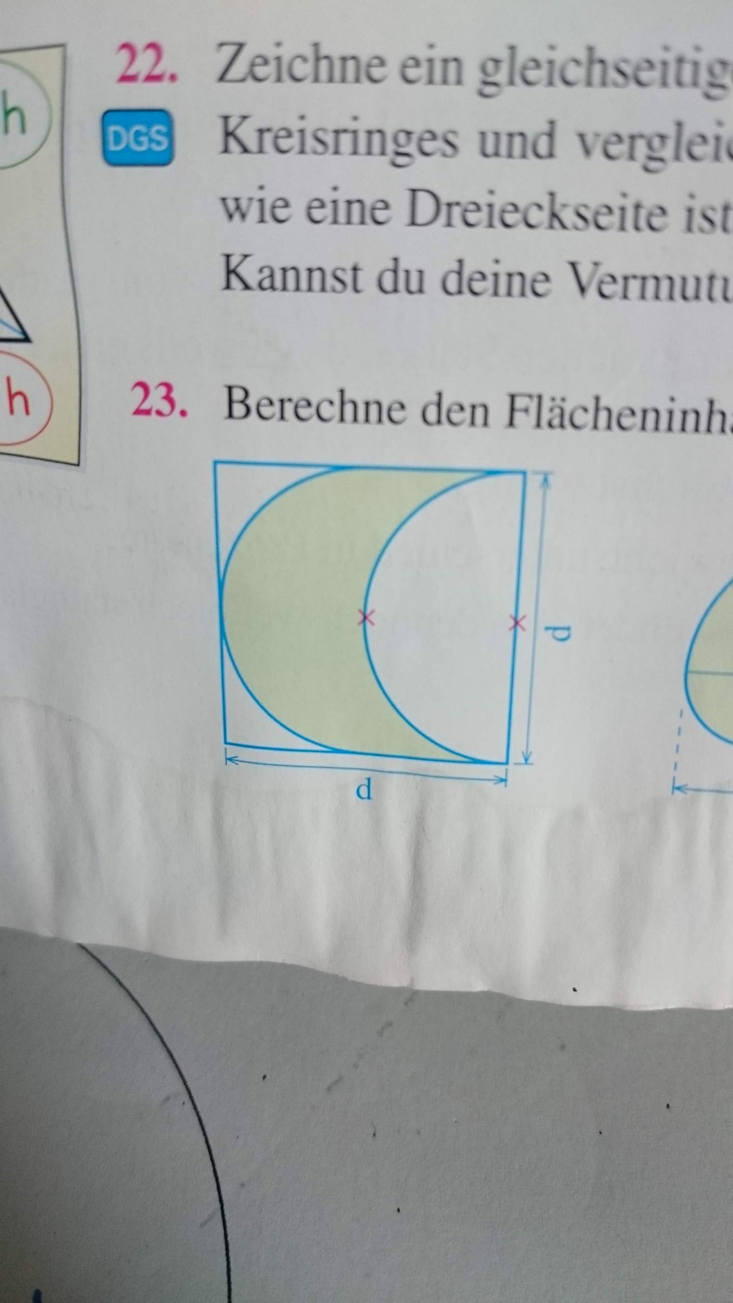 Wie berechne ich Flächeninhalt und Umfang der gefärbten Fläche