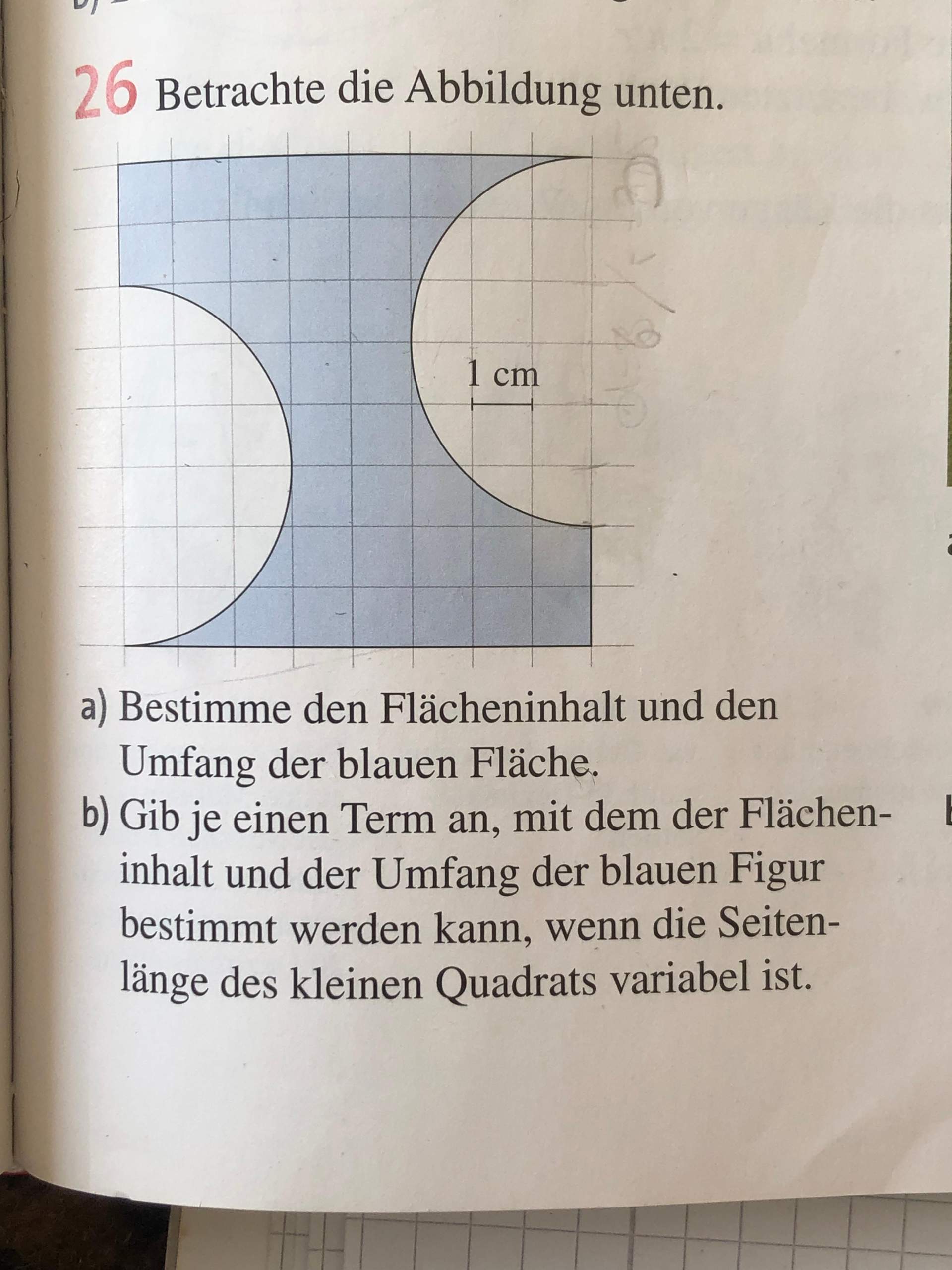 Wie berechne ich Umfang und Flächeninhalt der Figur? (Schule, Mathematik, Hausaufgaben)