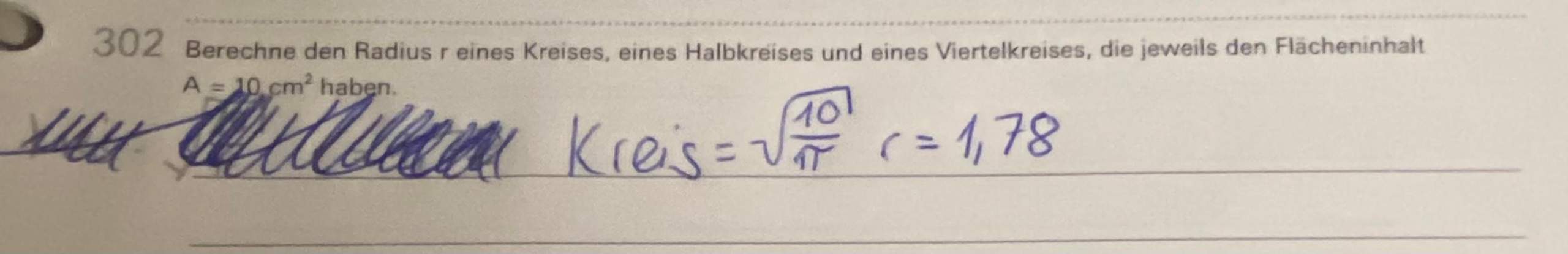 Wie berechnet man den radius eines Halbkreises/Viertelkreises? (Schule