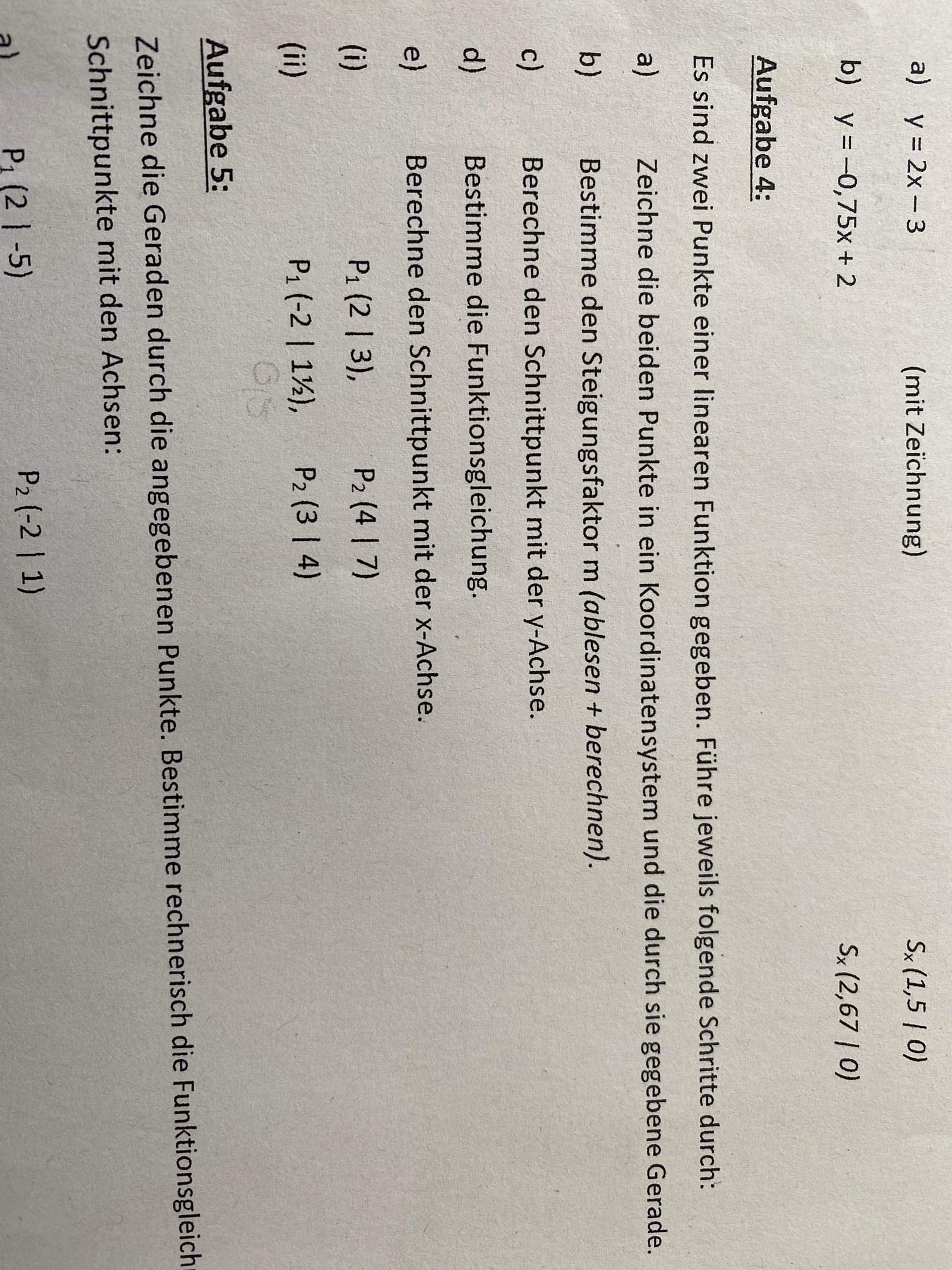 Wie berechnet man den schnittpunkt mit der y achse wenn nur 2 punkte
