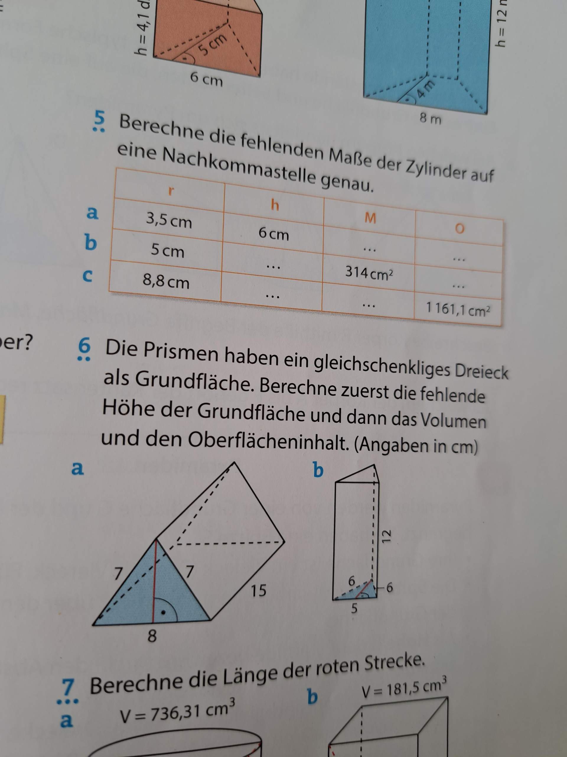Wie man die höhe von nummer 6 a)? (Mathematik, Lernen