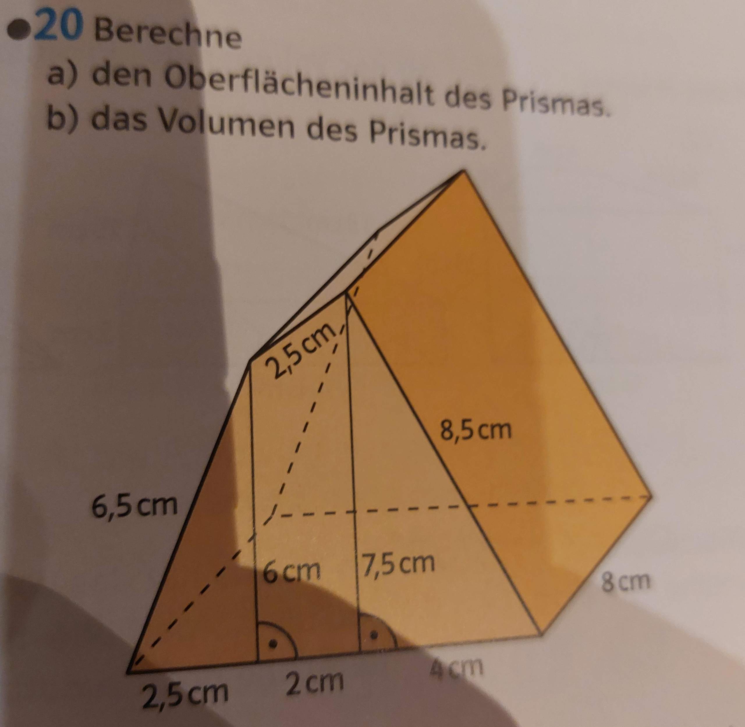 Wie berechnet man hier den Oberflächeninhalt und das Volumen
