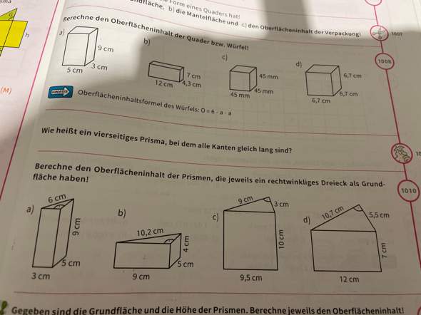 Wie berechnet man hier den Oberflächeninhalt? (rechnen, Prisma)